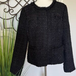 ALFANI Size 14 Black Sparkly Blazer with Snap Closures